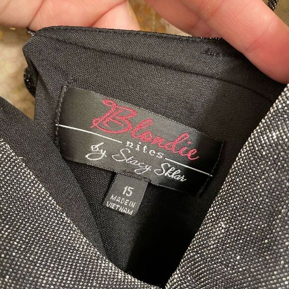 Blondie Nites Black Silver Sparkly Mini Dress, Size 15/L - Picture 6 of 7